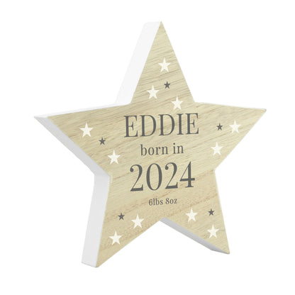 Personalised Born In Wooden Star Ornament - image 5
