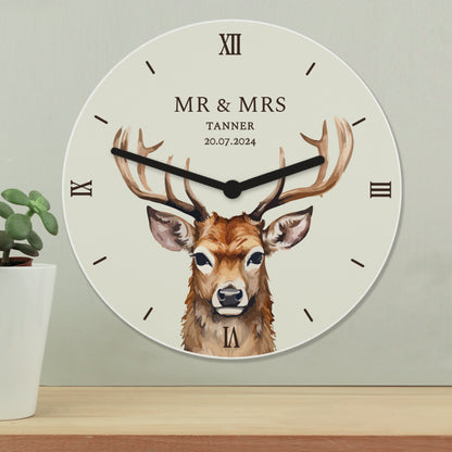 Personalised Watercolour Stag Wooden Clock - image 4