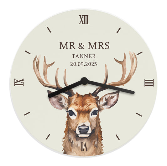 Personalised Watercolour Stag Wooden Clock - image 5