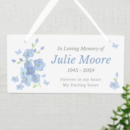 Personalised Memorial Forget Me Not Wooden Sign from Heartfelt Gifts