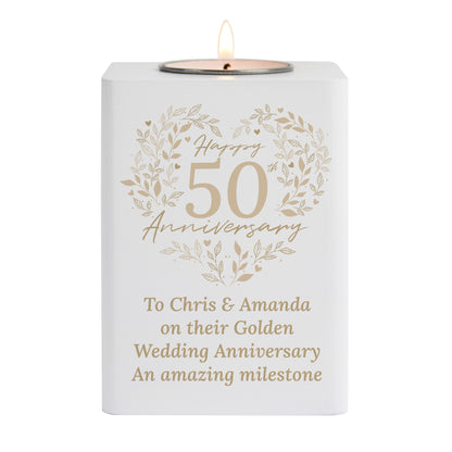 Personalised 50th Golden Wedding Anniversary Tea Light Holder - image 5