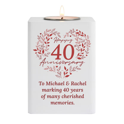 Personalised 40th Ruby Wedding Anniversary Tea Light Holder - image 5