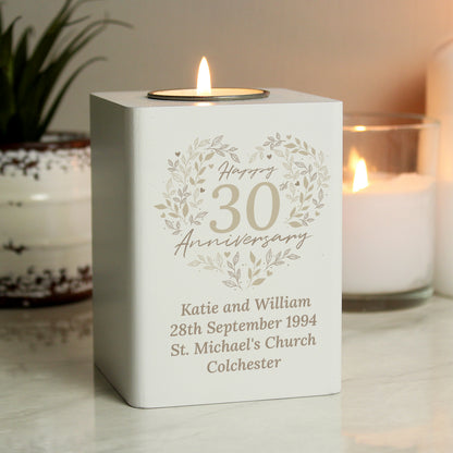 Personalised 30th Pearl Wedding Anniversary Tea Light Holder - image 3