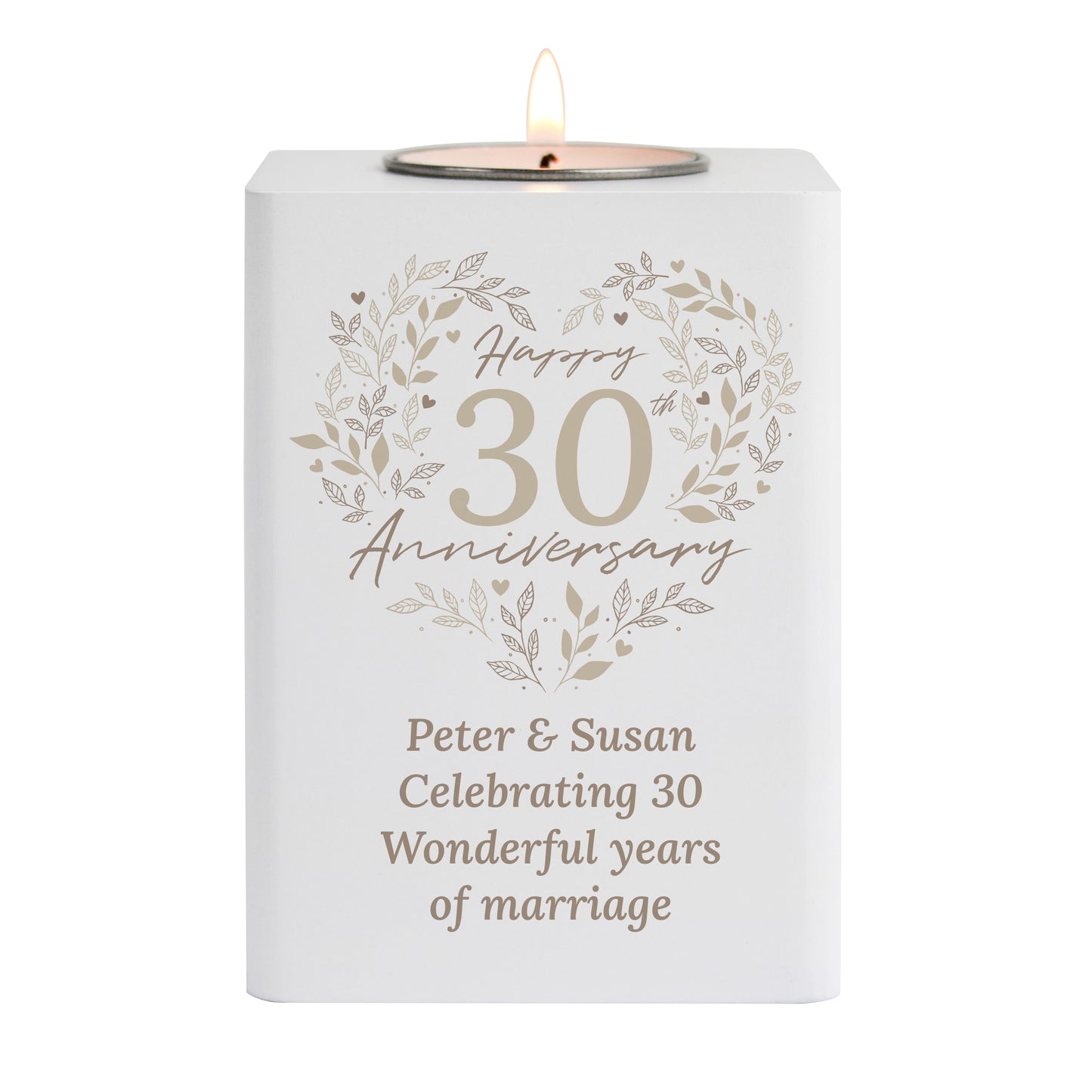 Personalised 30th Pearl Wedding Anniversary Tea Light Holder - image 5
