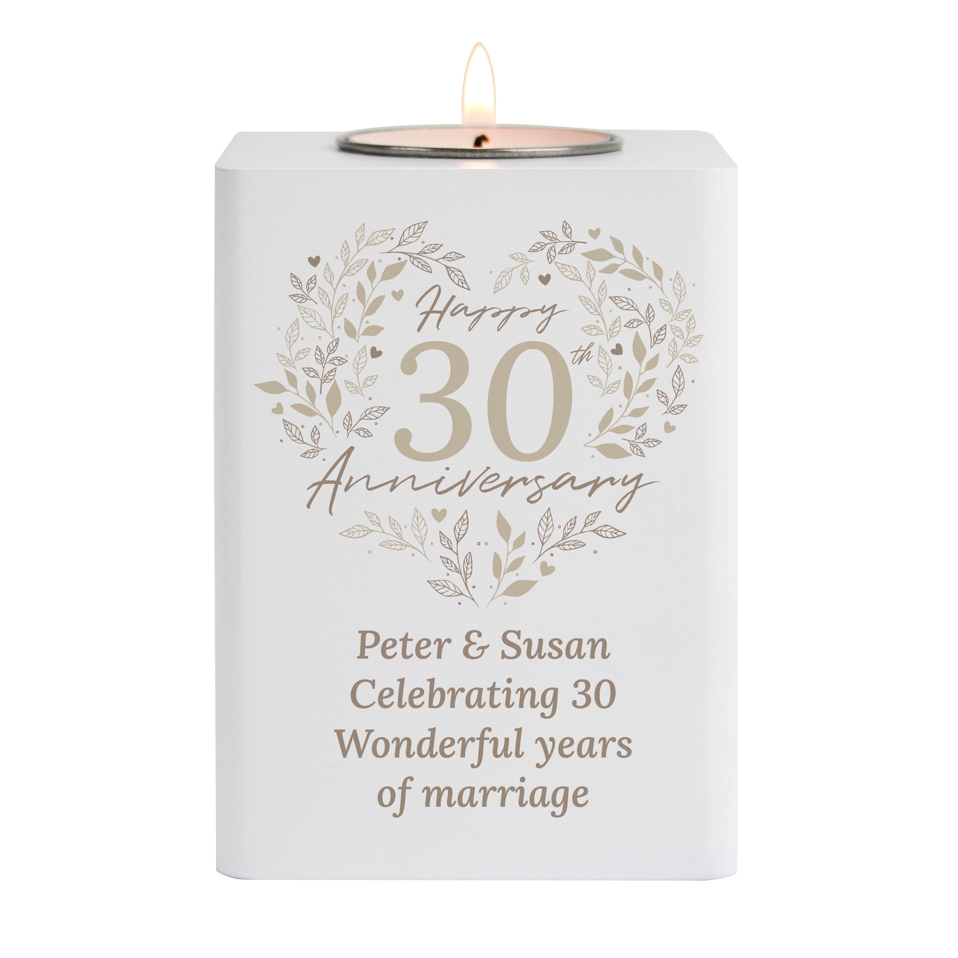 Personalised 30th Pearl Wedding Anniversary Tea Light Holder - image 5