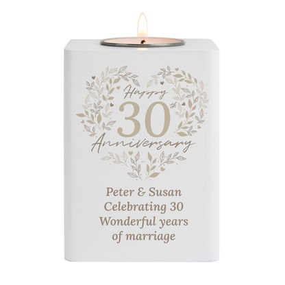 Personalised 30th Pearl Wedding Anniversary Tea Light Holder - image 5
