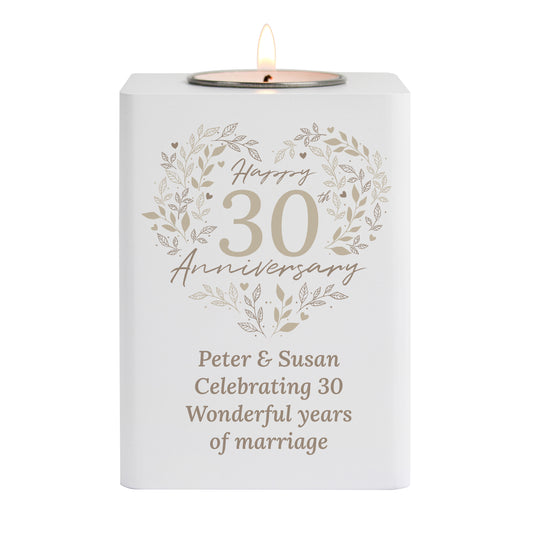 Personalised 30th Pearl Wedding Anniversary Tea Light Holder - image 5