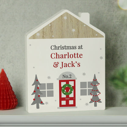 Personalised Christmas Wooden House Ornament from Heartfelt Gifts