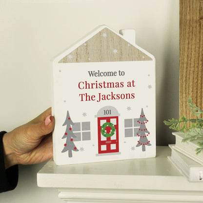 Personalised Christmas Wooden House Ornament - image 2
