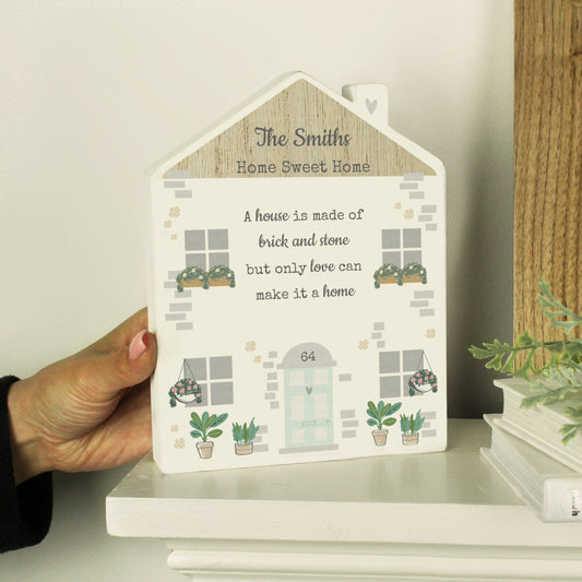 Personalised Love Makes A Home Wooden House Ornament - image 2