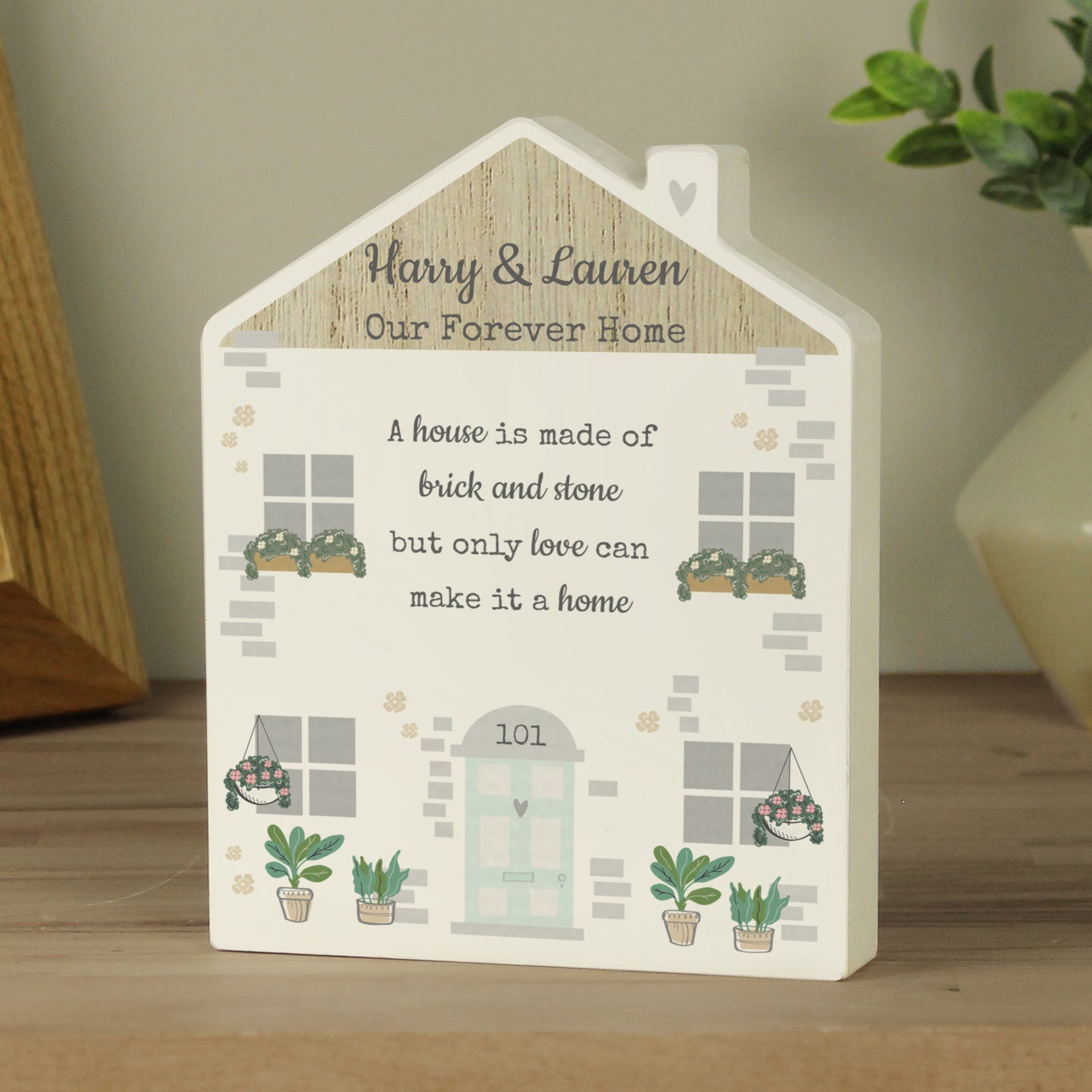 Personalised Love Makes A Home Wooden House Ornament - image 3