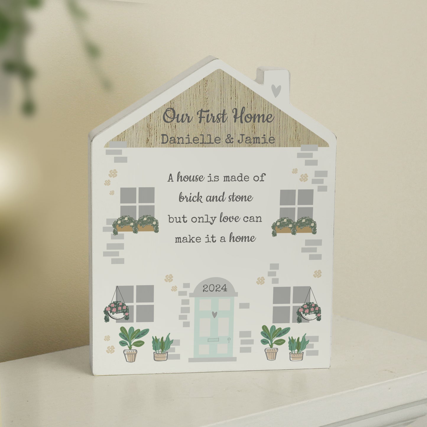 Personalised Love Makes A Home Wooden House Ornament - image 4