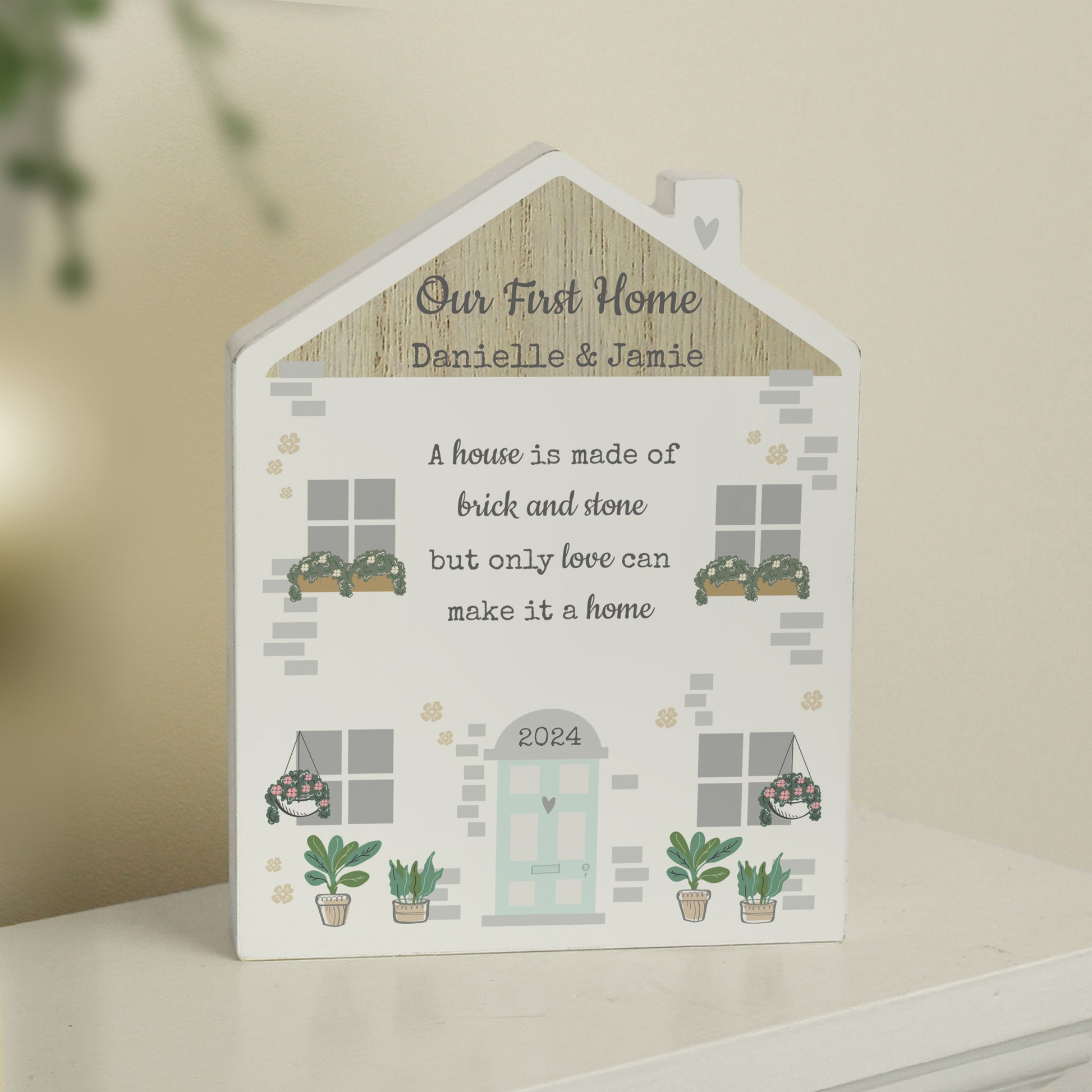 Personalised Love Makes A Home Wooden House Ornament - image 4