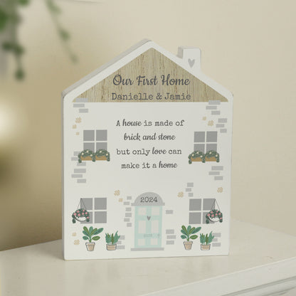 Personalised Love Makes A Home Wooden House Ornament - image 4