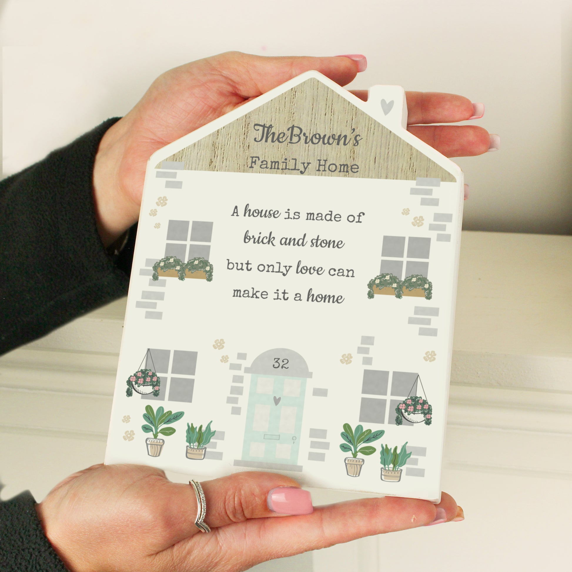 Personalised Love Makes A Home Wooden House Ornament - image 6