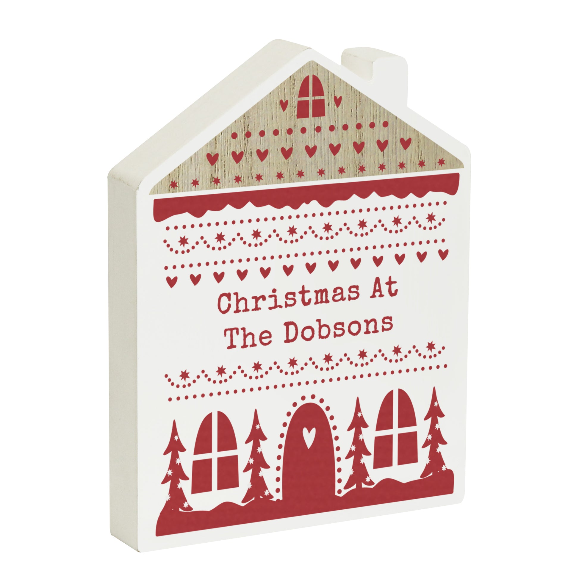 Personalised Christmas Fair Isle Wooden House Ornament - image 5