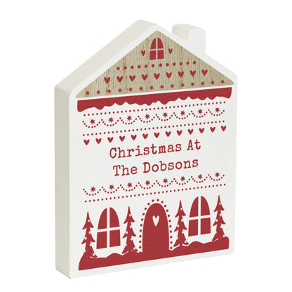 Personalised Christmas Fair Isle Wooden House Ornament - image 5