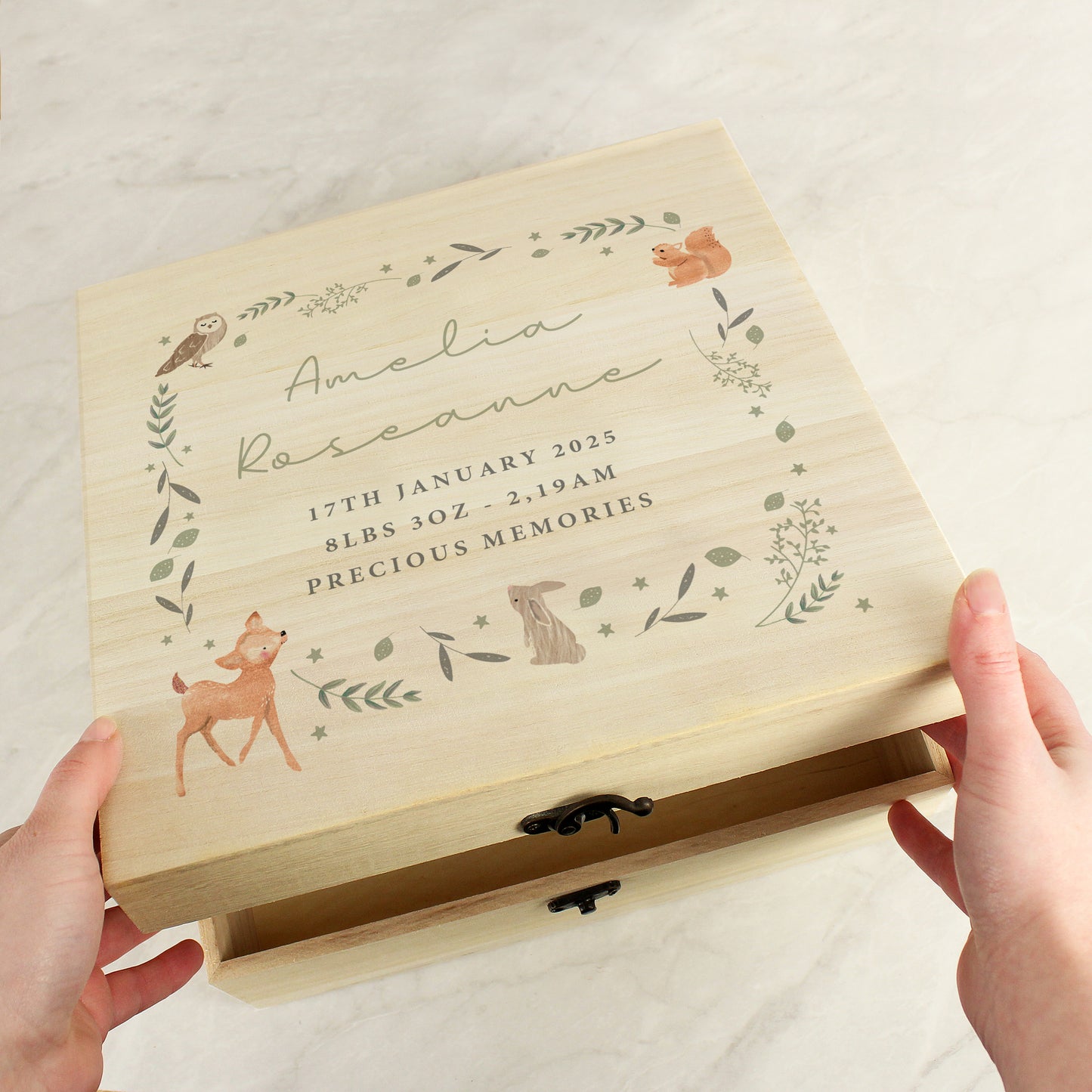 Personalised Woodland Animal Large Wooden Keepsake Box - image 3