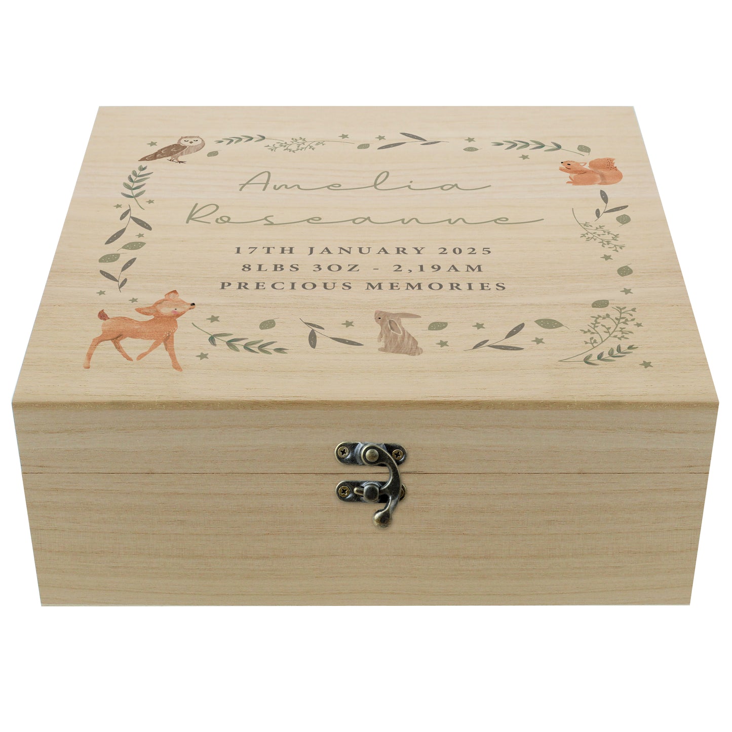 Personalised Woodland Animal Large Wooden Keepsake Box - image 5
