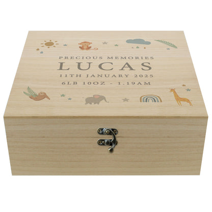 Personalised Safari Animals Large Wooden Keepsake Box - image 5