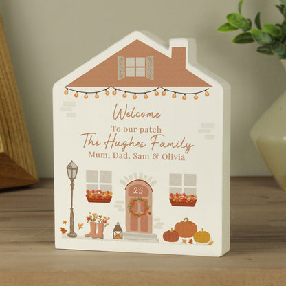 Personalised Autumnal Wooden House Ornament from Heartfelt Gifts