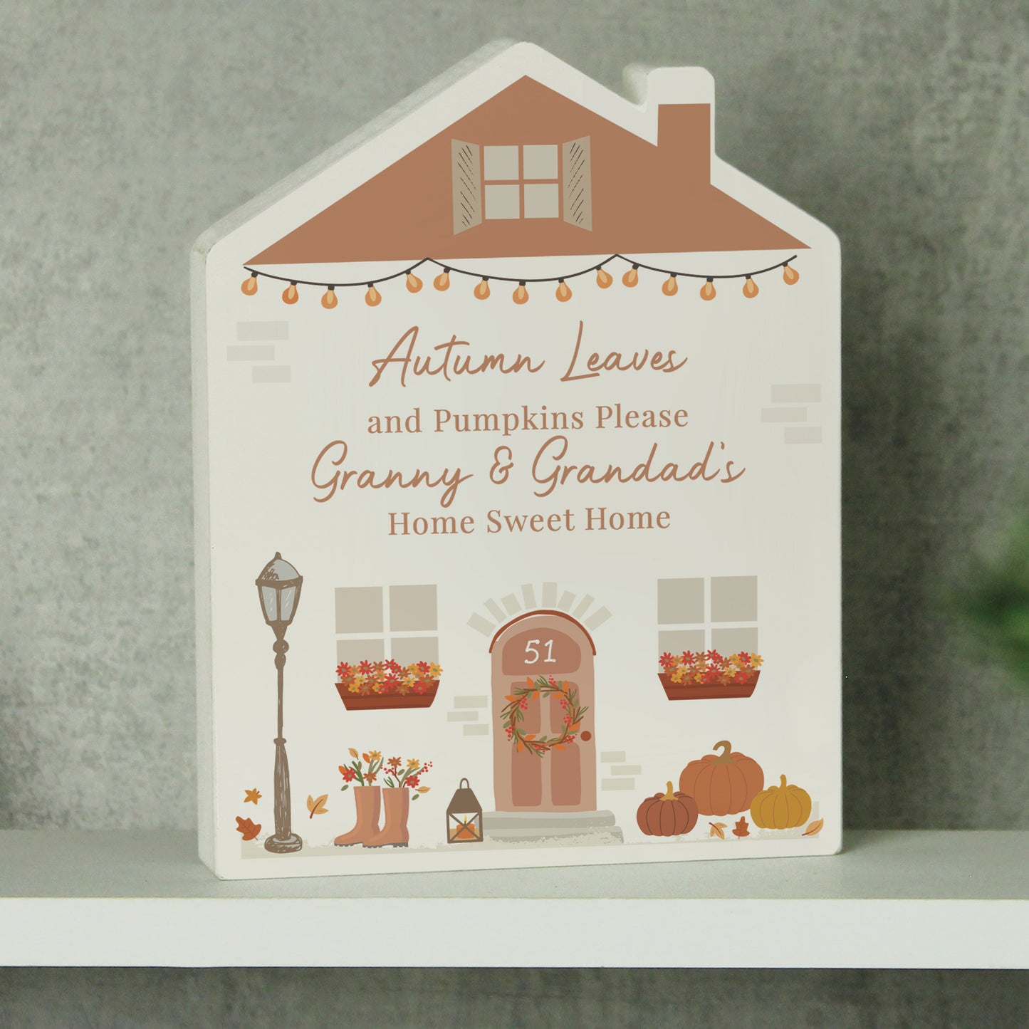 Personalised Autumnal Wooden House Ornament - image 2