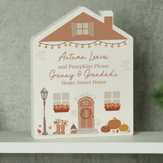Personalised Autumnal Wooden House Ornament - image 2