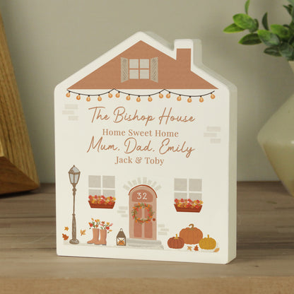Personalised Autumnal Wooden House Ornament - image 3