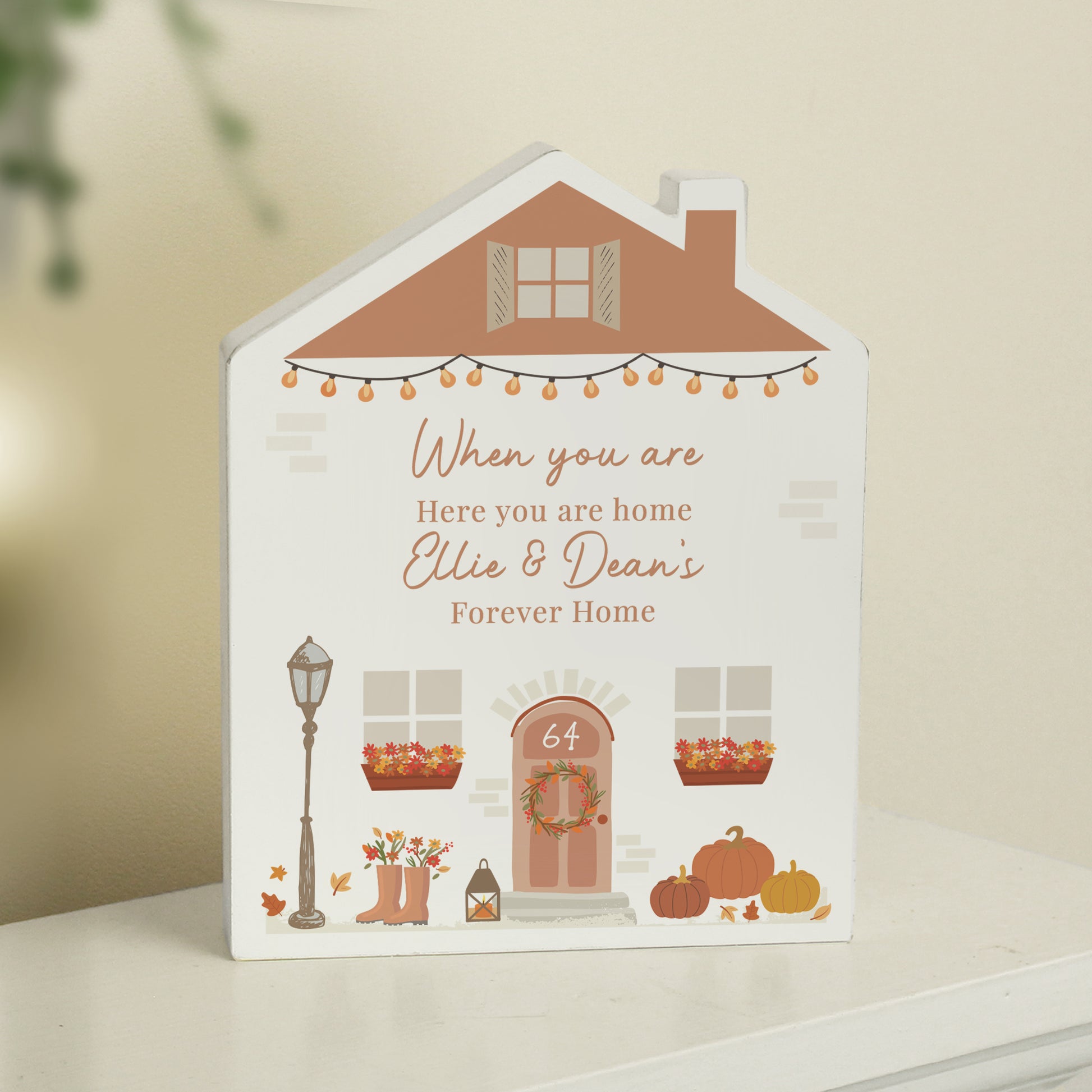 Personalised Autumnal Wooden House Ornament - image 4