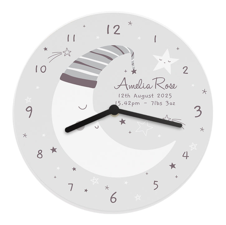 Personalised Moon Wooden Nursery Clock - image 5