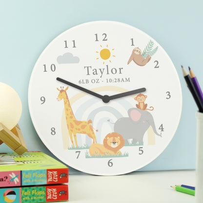 Personalised Safari Animals Wooden Nursery Clock - image 2