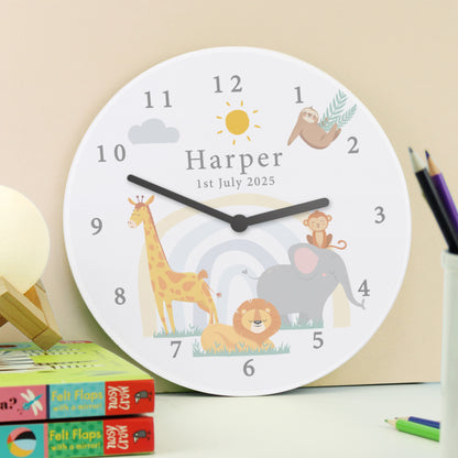 Personalised Safari Animals Wooden Nursery Clock - image 4
