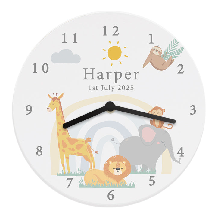 Personalised Safari Animals Wooden Nursery Clock - image 5