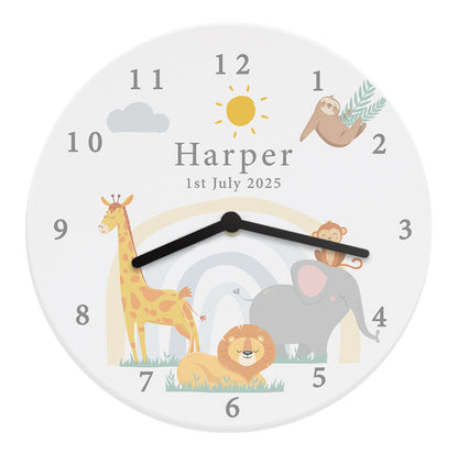 Personalised Safari Animals Wooden Nursery Clock - image 5