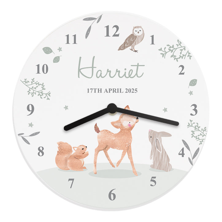 Personalised Woodland Animals Wooden Nursery Clock - image 5