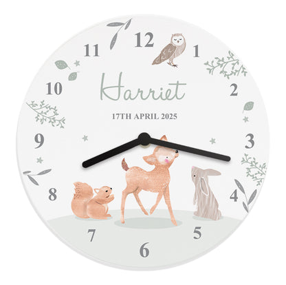 Personalised Woodland Animals Wooden Nursery Clock - image 5