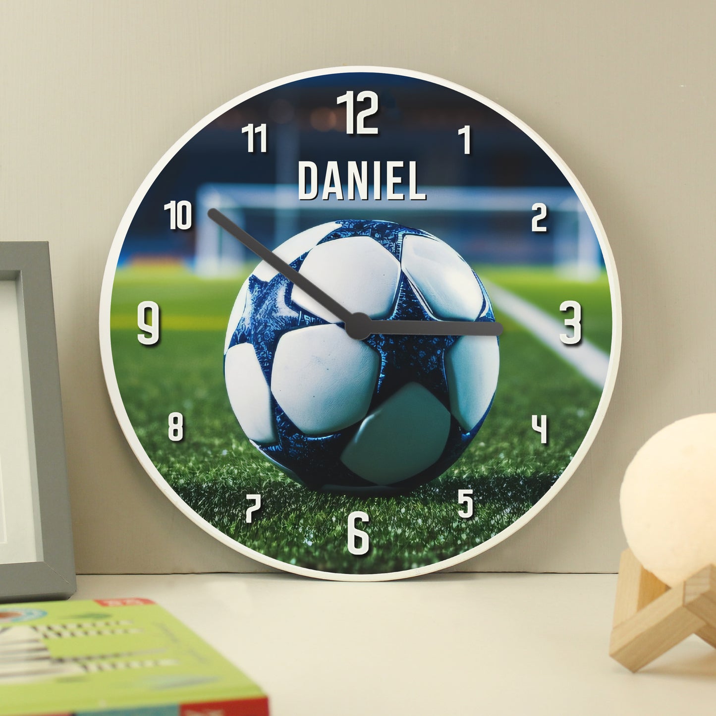 Personalised Football Wooden Childrens Clock from Heartfelt Gifts