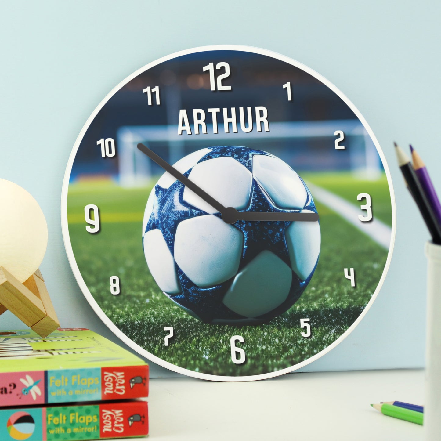 Personalised Football Wooden Childrens Clock - image 4