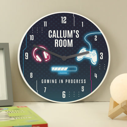 Personalised Gaming Wooden Childrens Clock from Heartfelt Gifts