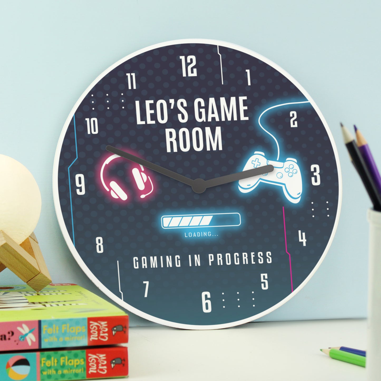 Personalised Gaming Wooden Childrens Clock - image 2
