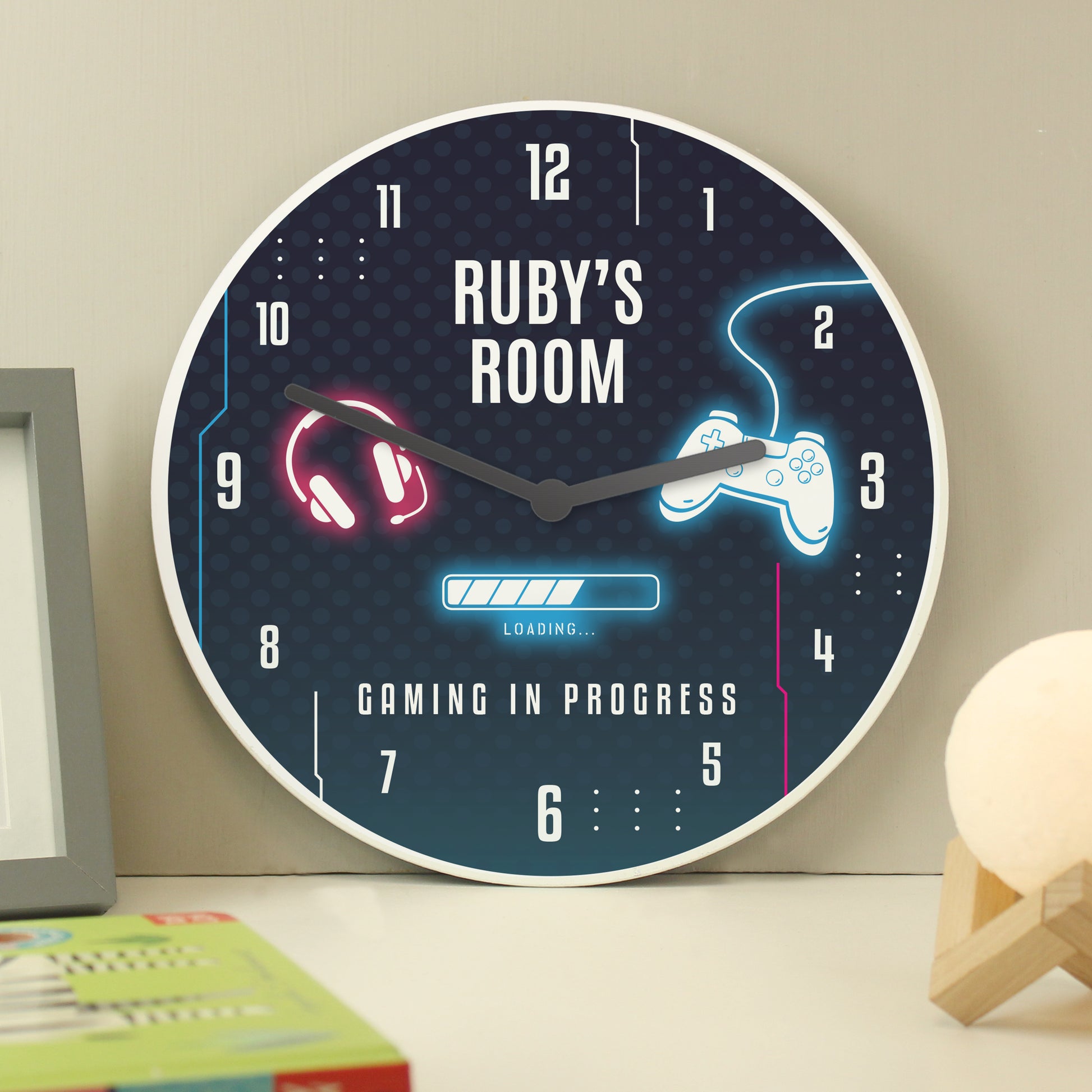 Personalised Gaming Wooden Childrens Clock - image 3