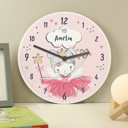 Personalised Princess Ballerina Wooden Childrens Clock from Heartfelt Gifts