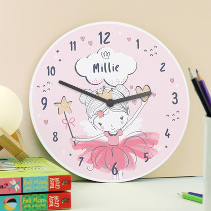 Personalised Princess Ballerina Wooden Childrens Clock - image 2