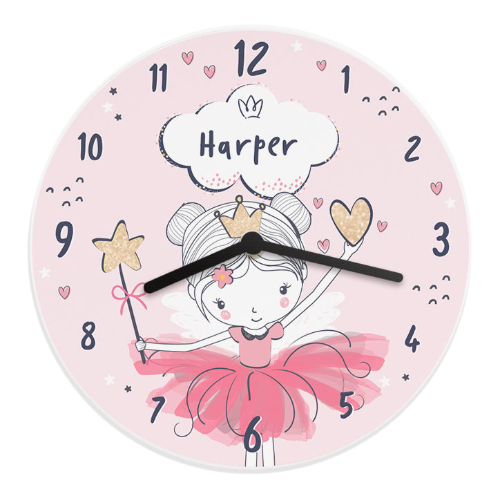 Personalised Princess Ballerina Wooden Childrens Clock - image 5