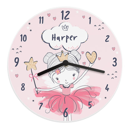 Personalised Princess Ballerina Wooden Childrens Clock - image 5