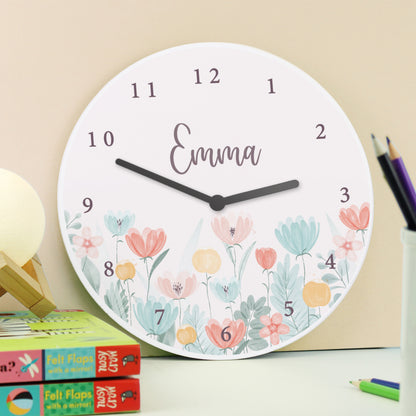 Personalised Floral Wooden Childrens Clock - image 2