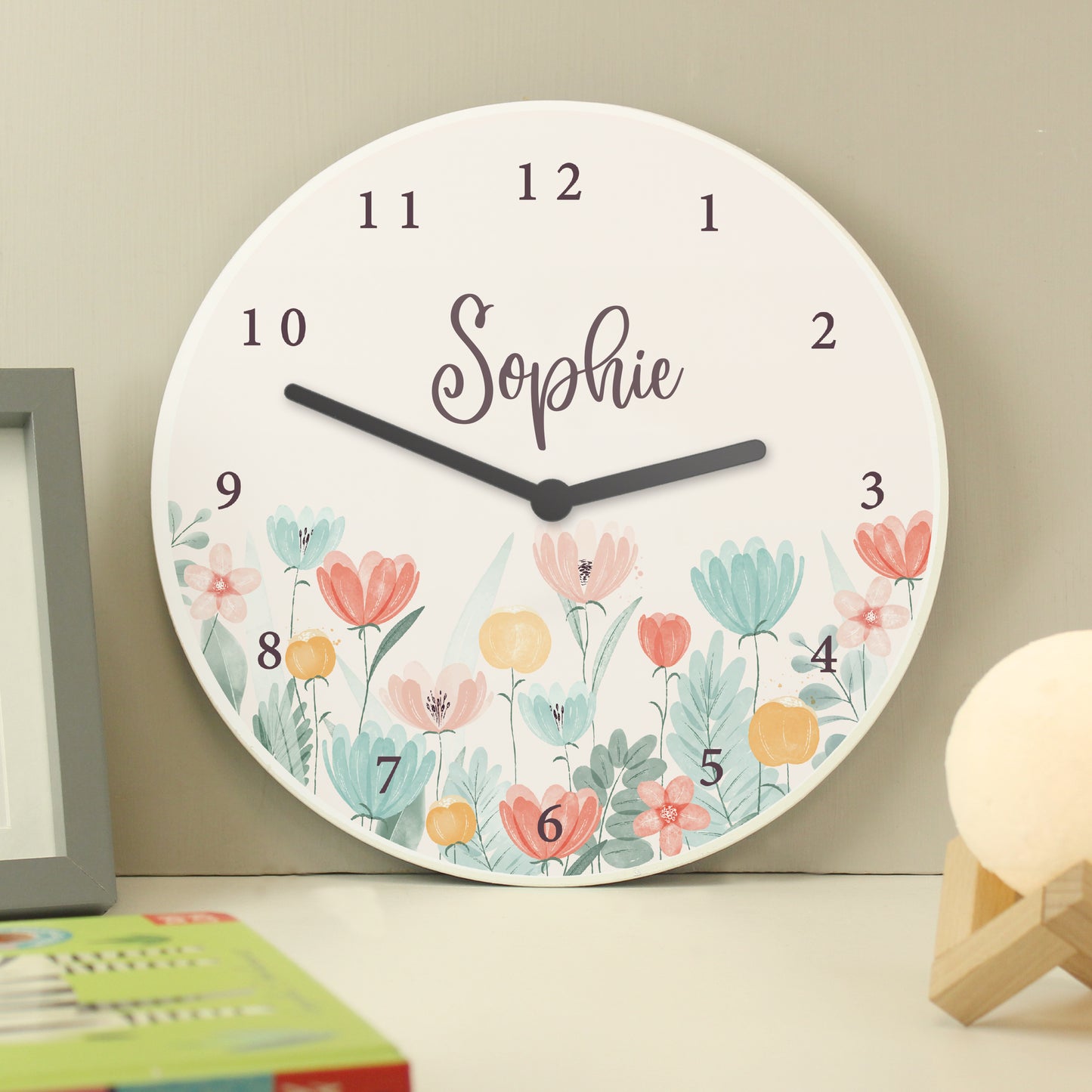 Personalised Floral Wooden Childrens Clock - image 3
