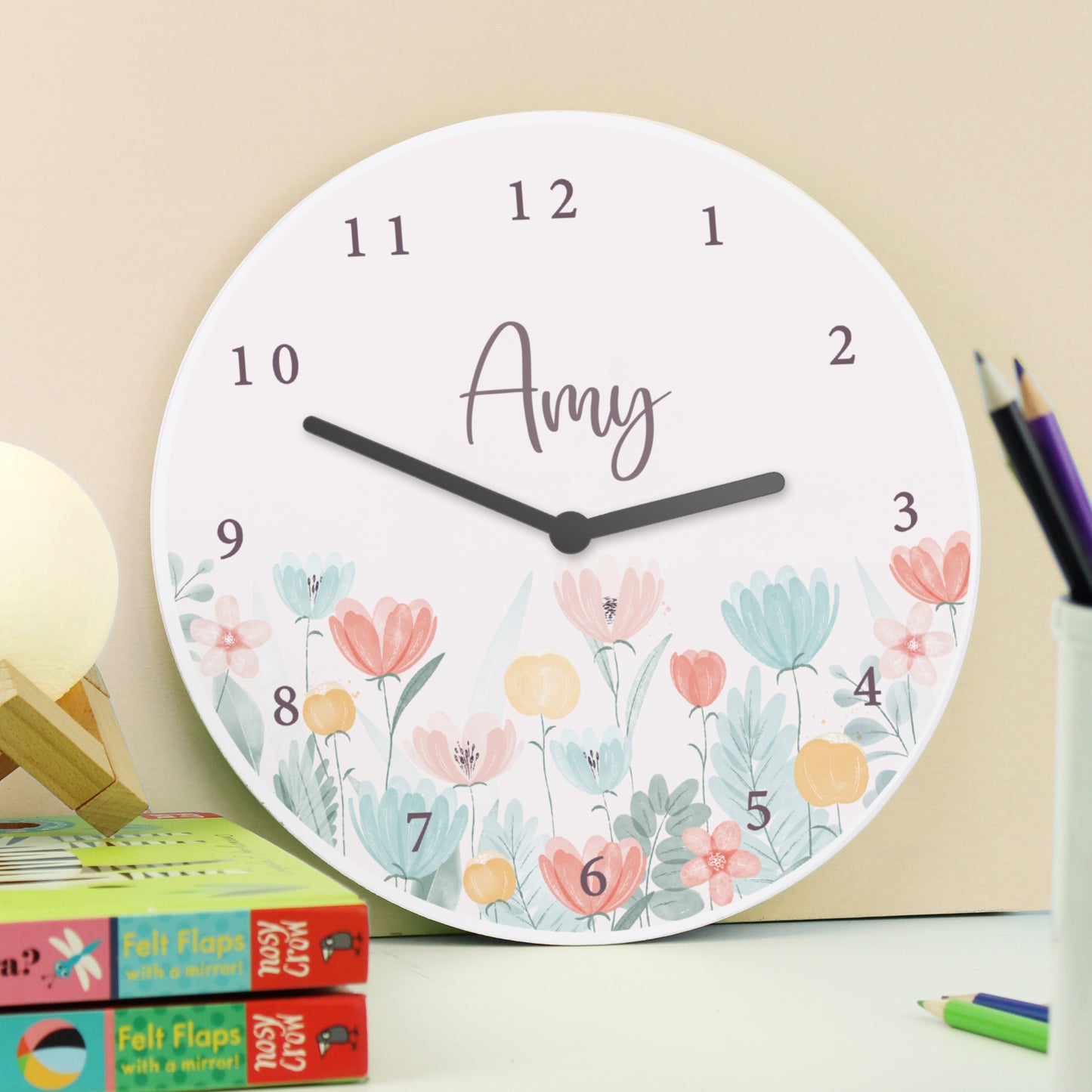 Personalised Floral Wooden Childrens Clock - image 4
