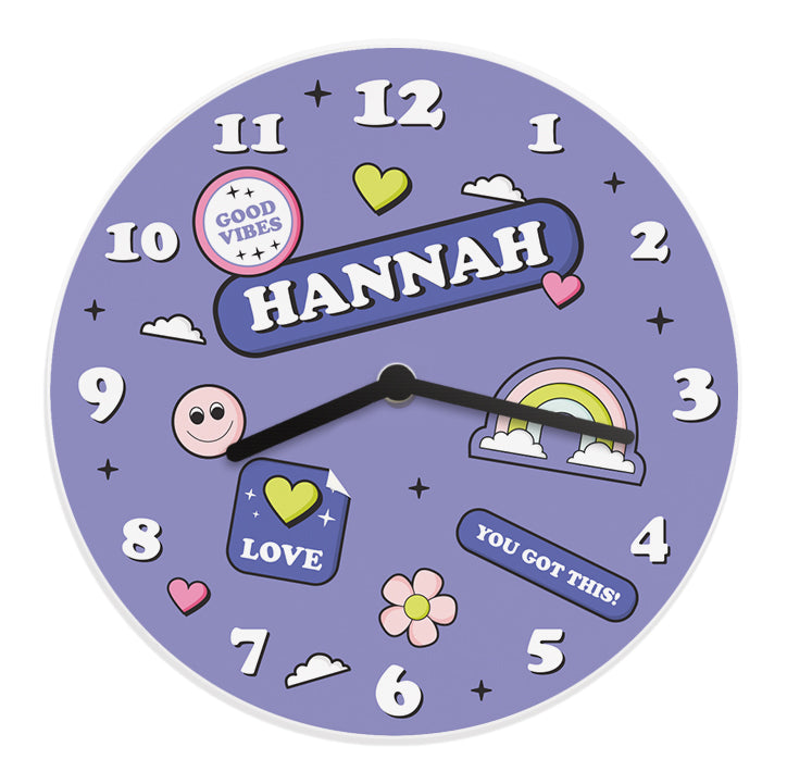 Personalised Positive Vibes Wooden Childrens Clock - image 5