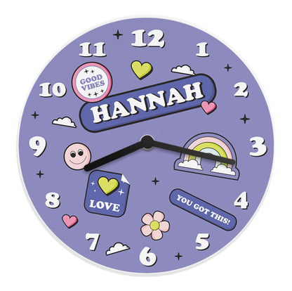 Personalised Positive Vibes Wooden Childrens Clock - image 5